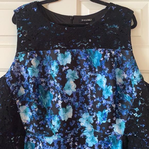 ROZ and ALI dress - midi - floral w/black lace - Plus Sized - Picture 3 of 11